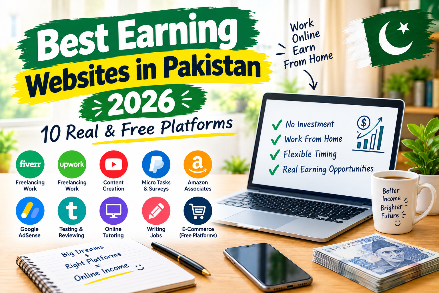 Best Earning Websites in Pakistan 2026: 10 Real & Free Platforms
